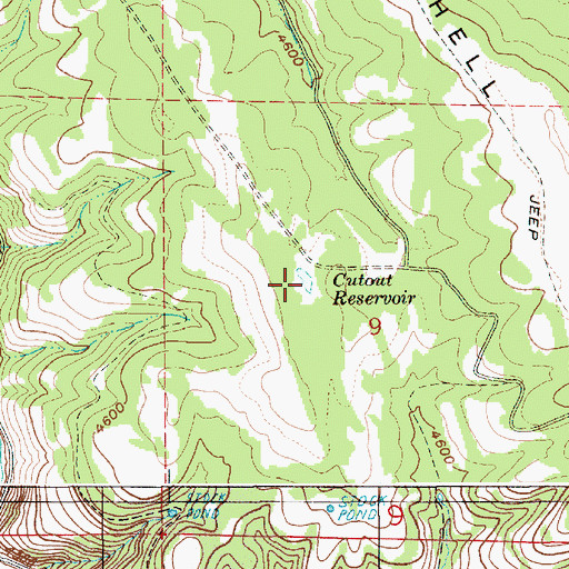 Topographic Map of Cutout Reservoir, OR