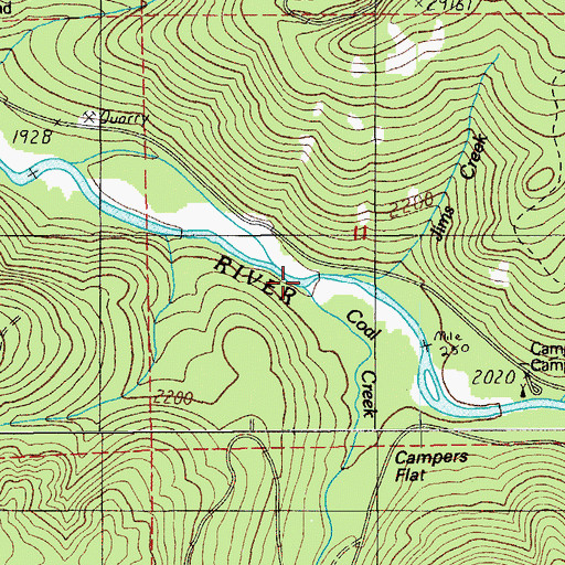 Topographic Map of Cynosure Forest Camp (historical), OR