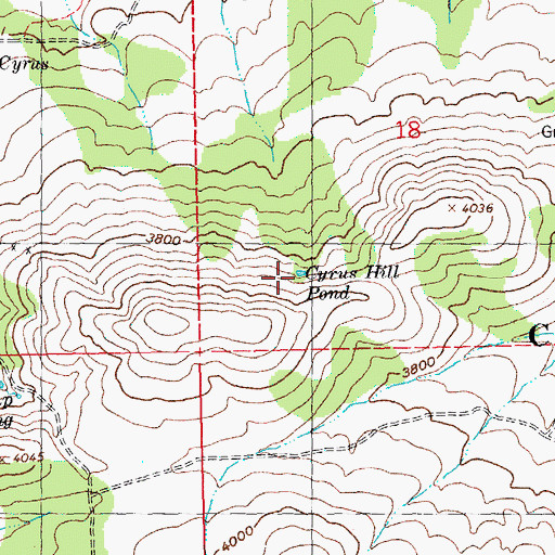 Topographic Map of Cyrus Hill Pond, OR