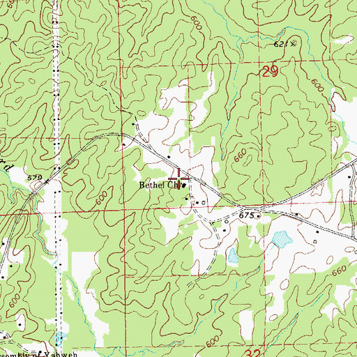 Topographic Map of Bethel Church, AL