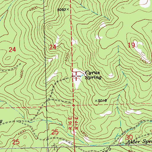 Topographic Map of Cyrus Spring, OR