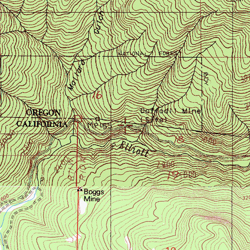 Topographic Map of Daffodil Mine, OR