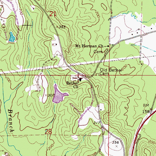 Topographic Map of Bethel Baptist Church, AL