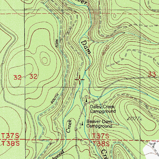 Topographic Map of Daley Creek, OR