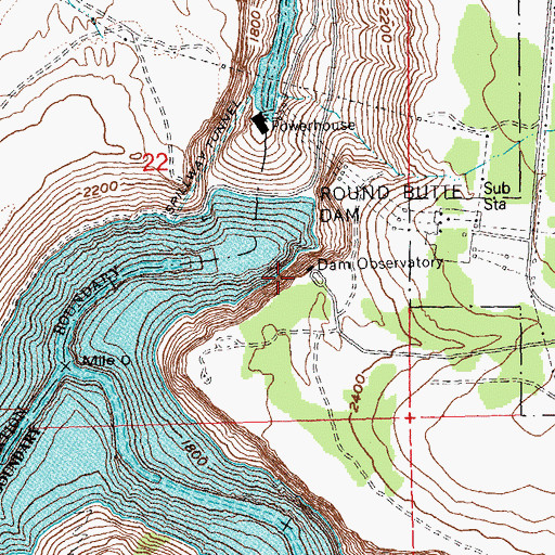 Topographic Map of Dam Observatory, OR