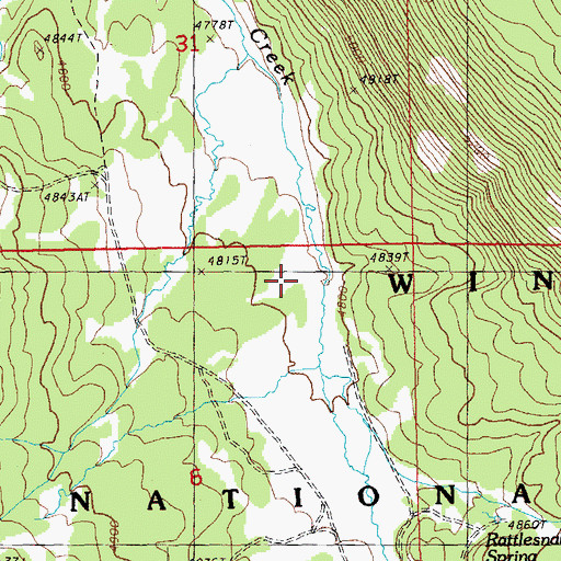 Topographic Map of Dams Meadow, OR