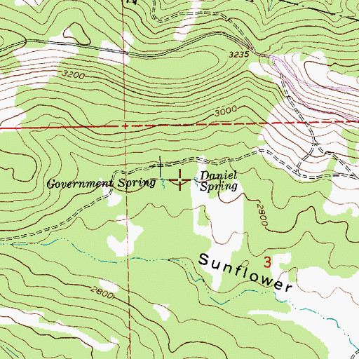 Topographic Map of Daniel Spring, OR