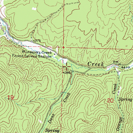 Topographic Map of Dans Creek, OR