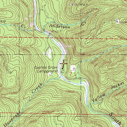 Topographic Map of Daphne Grove Recreation Site, OR