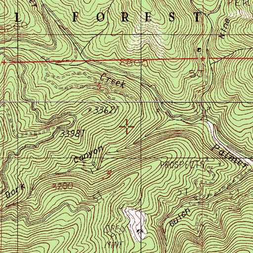 Topographic Map of Dark Canyon, OR