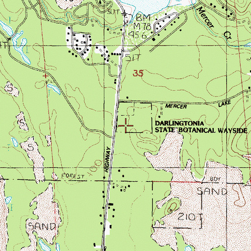 Topographic Map of Darlingtonia State Natural Site, OR