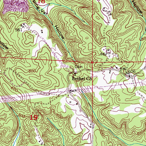Topographic Map of Bethel Church, AL