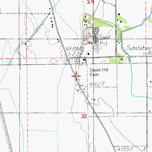 Topographic Map of David Hill Cemetery, OR