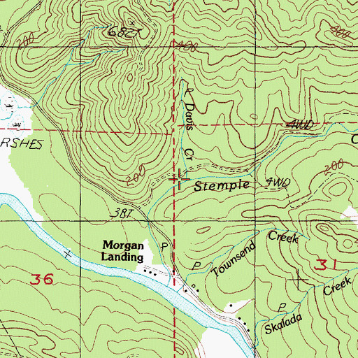 Topographic Map of Davis Creek, OR