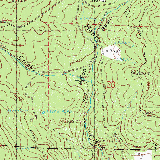 Topographic Map of Davis Creek, OR
