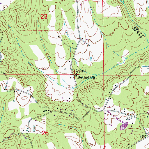 Topographic Map of Bethel Church, AL