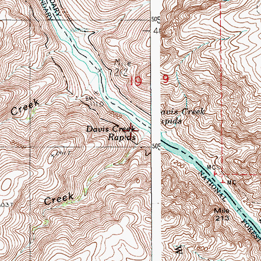 Topographic Map of Davis Creek, OR
