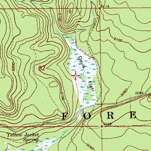 Topographic Map of Davis Flat, OR