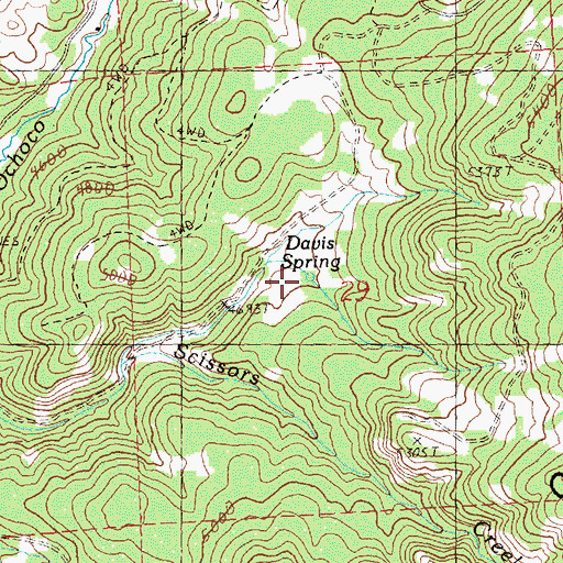 Topographic Map of Davis Spring, OR