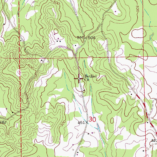 Topographic Map of Bethel Church, AL
