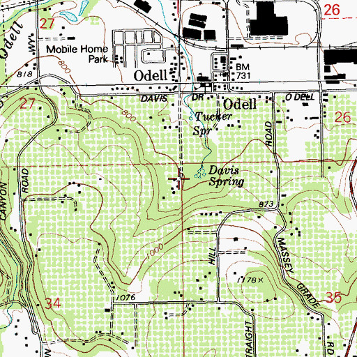 Topographic Map of Davis Spring, OR