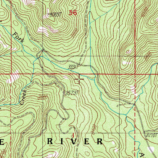 Topographic Map of DeWitt Creek, OR