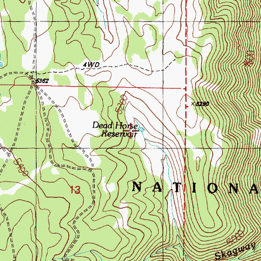 Topographic Map of Dead Horse Reservoir, OR