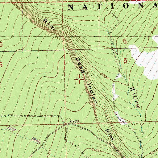 Topographic Map of Dead Indian Rim, OR
