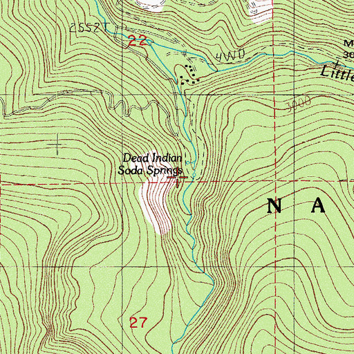 Topographic Map of Dead Indian Soda Springs, OR