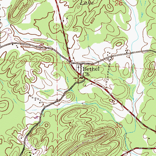 Topographic Map of Bethel Methodist Church, AL