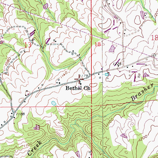 Topographic Map of Bethel Church, AL