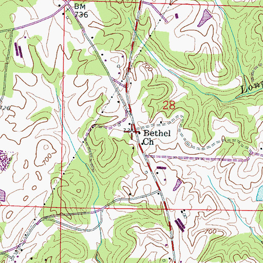 Topographic Map of Bethel Church of Christ, AL