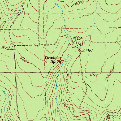 Topographic Map of Deadman Spring, OR