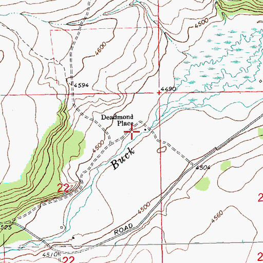 Topographic Map of Deadmond Place, OR