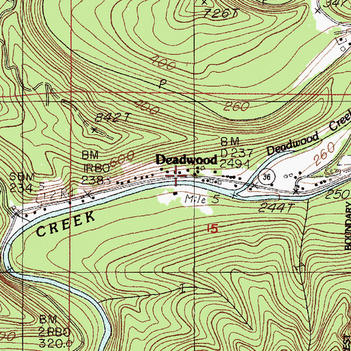 Topographic Map of Deadwood, OR