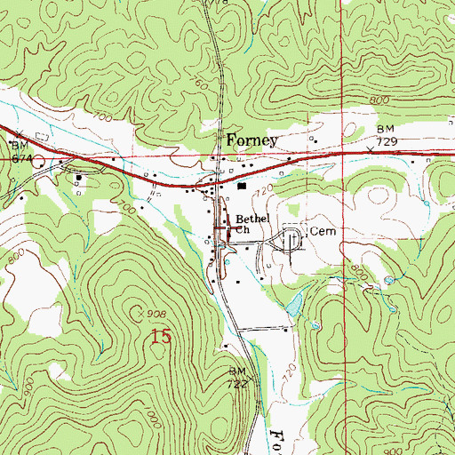 Topographic Map of Bethel Church, AL
