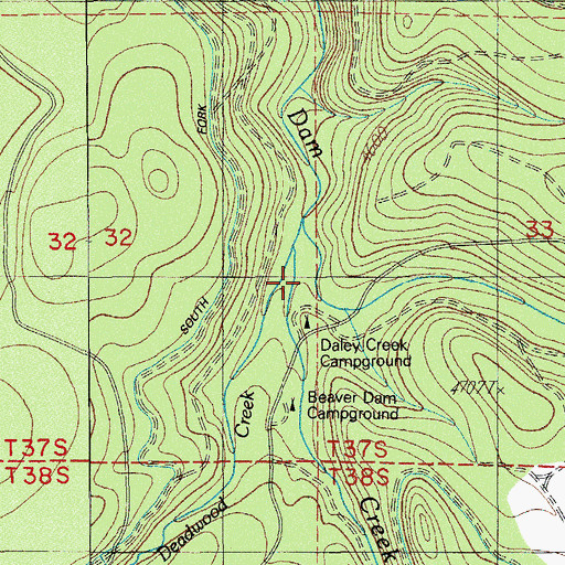 Topographic Map of Deadwood Creek, OR