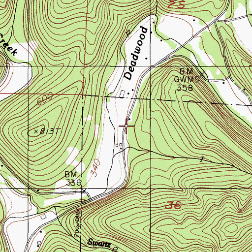 Topographic Map of Deadwood School (historical), OR