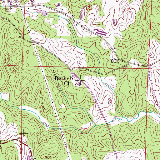 Topographic Map of Bethel Church, AL
