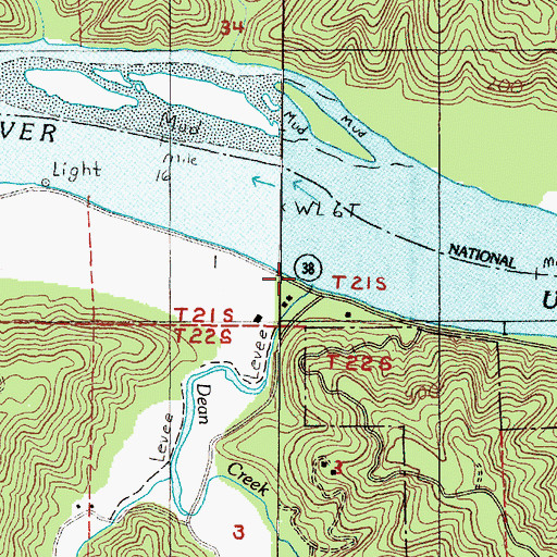 Topographic Map of Dean Creek, OR