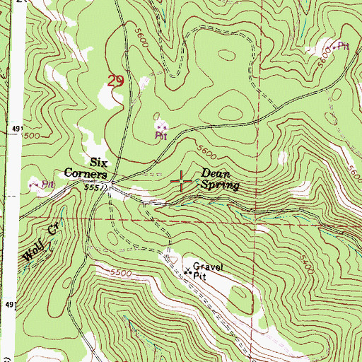 Topographic Map of Dean Spring, OR