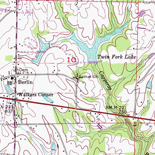 Topographic Map of Bethel Primitive Baptist Church, AL