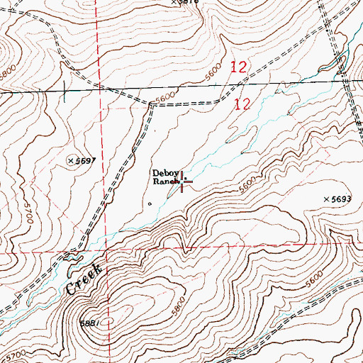 Topographic Map of Deboy Ranch, OR