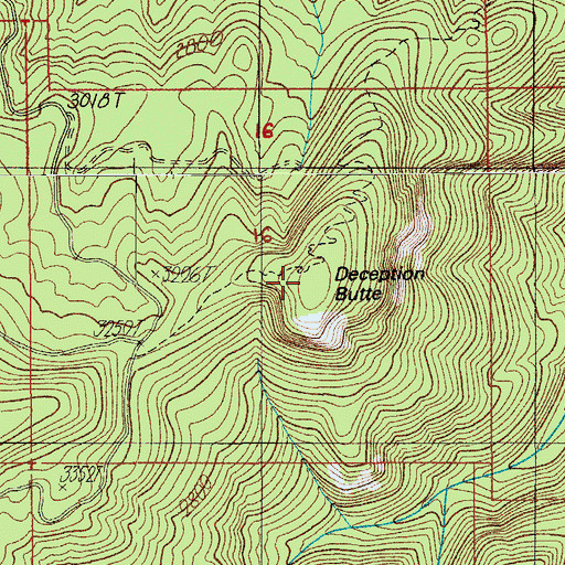 Topographic Map of Deception Butte, OR
