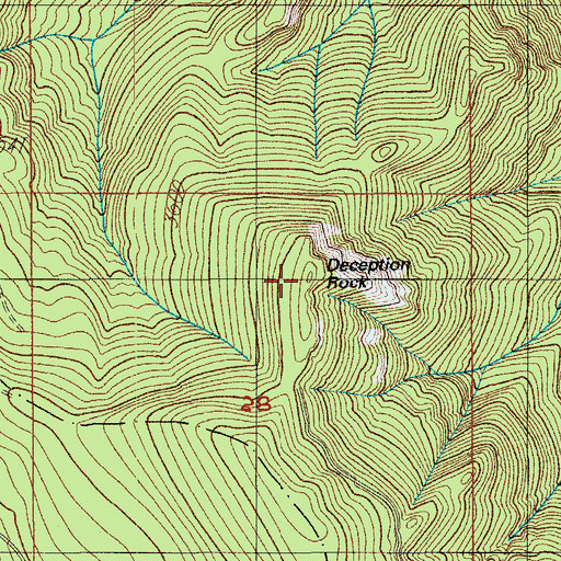 Topographic Map of Deception Rock, OR