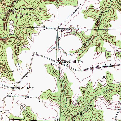 Topographic Map of Bethel Church, AL