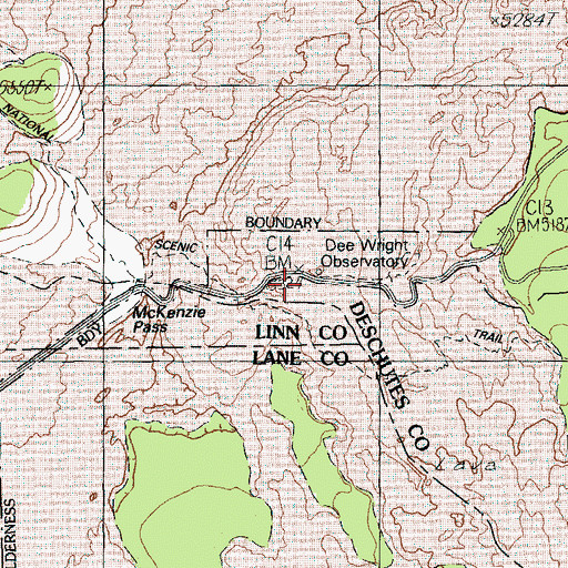 Topographic Map of Dee Wright Observatory, OR