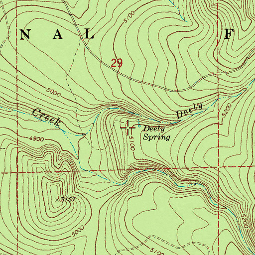 Topographic Map of Deely Spring, OR