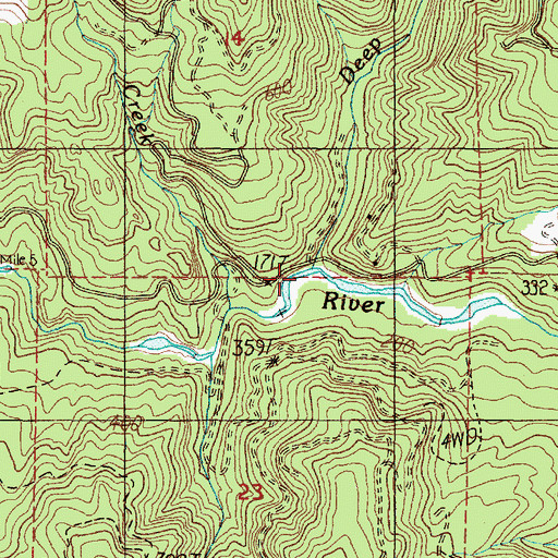 Topographic Map of Deep Creek, OR