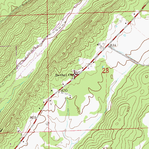 Topographic Map of Bethel Methodist Church, AL